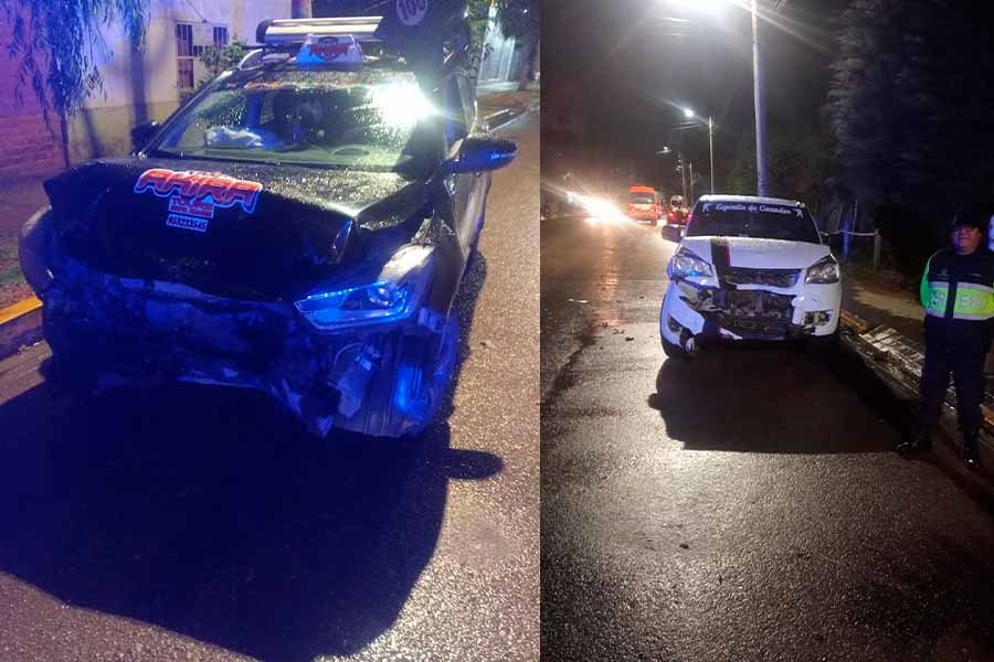Fuerte choque entre taxi y camioneta deja serios daños materiales en el centro de Huancayo