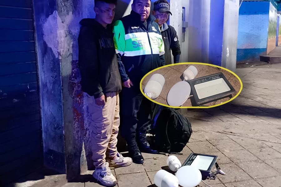 Serenos de Huancayo capturan a sujetos robando luminarias de centros comerciales