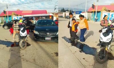 Automóvil impacta contra motocicleta y deja tres heridos, entre ellos un niño de 7 años