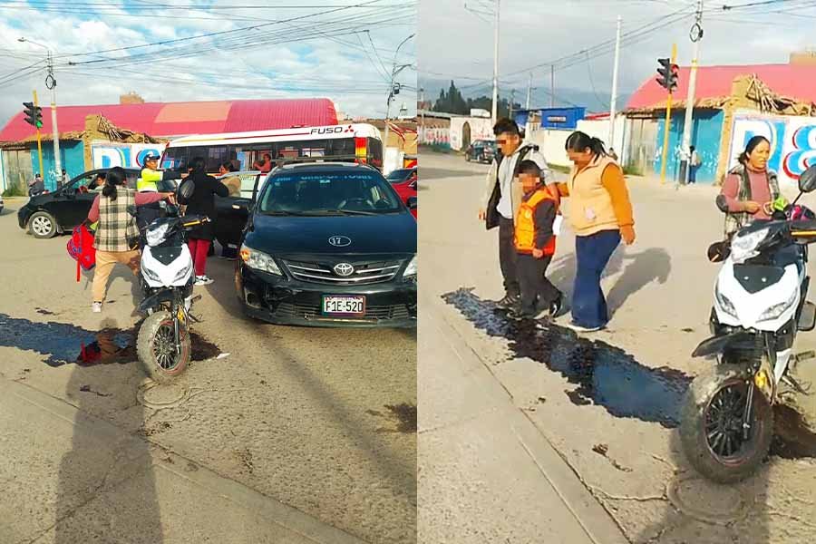 Automóvil impacta contra motocicleta y deja tres heridos, entre ellos un niño de 7 años