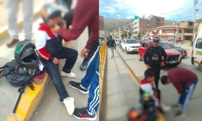 Motociclista y su hijo menor sufren lesiones leves tras caída en Huancayo