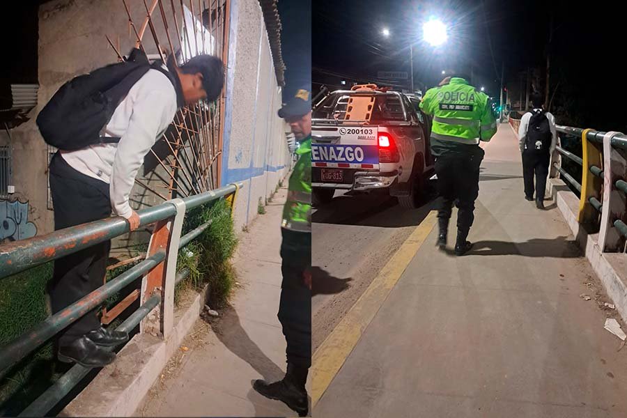 Joven trepó barandas del puente Huancavelica y puso en riesgo su vida