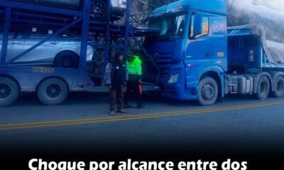 Choque por alcance entre dos camiones deja daños materiales en la Carretera Central