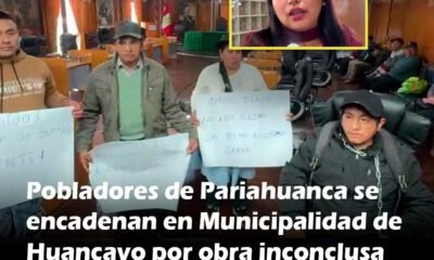 Pobladores de Pariahuanca se encadenan en Municipalidad de Huancayo por obra inconclusa
