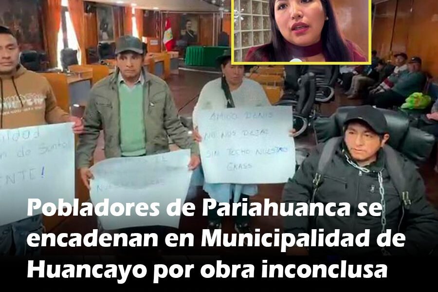 Pobladores de Pariahuanca se encadenan en Municipalidad de Huancayo por obra inconclusa