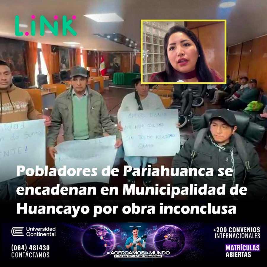 Pobladores de Pariahuanca se encadenan en Municipalidad de Huancayo por obra inconclusa