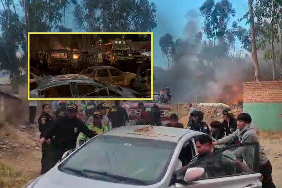 Incendio en complejo policial de Incho deja al menos 35 vehículos afectados