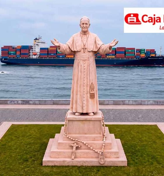 Caja Huancayo financia escultura monumental del papa León XIV en el Callao