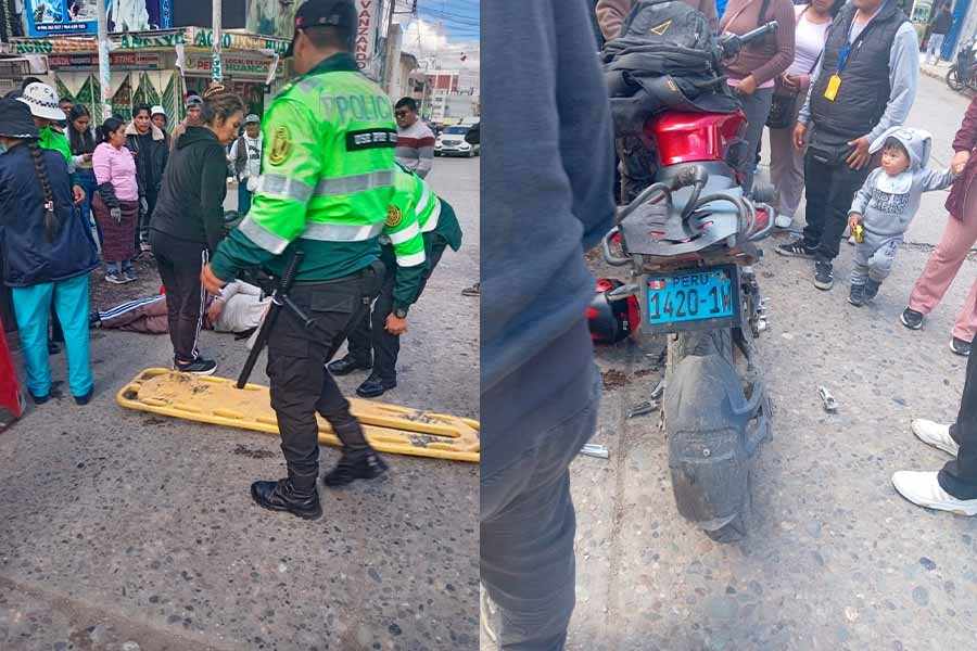 Accidente entre camioneta y motocicleta deja a una mujer herida en Huancayo